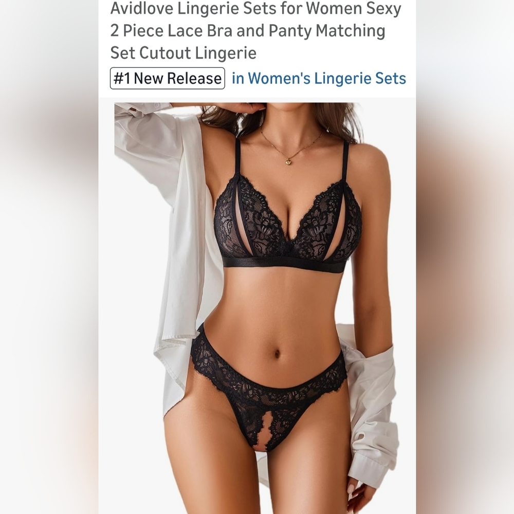 NWT! Avidlove Sexy 2p Lingerie Set. Medium. Crotchless Panties.